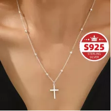 新作レディースクロスペンダントS925スターリングシルバーネックレス